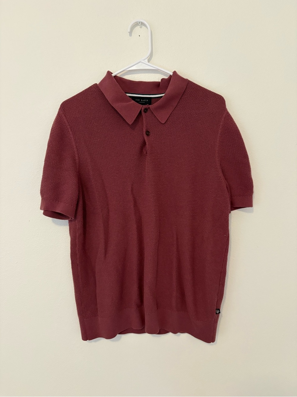 Ted Baker Men's Knit Polo Shirt - Burgundy 4 / LARGE